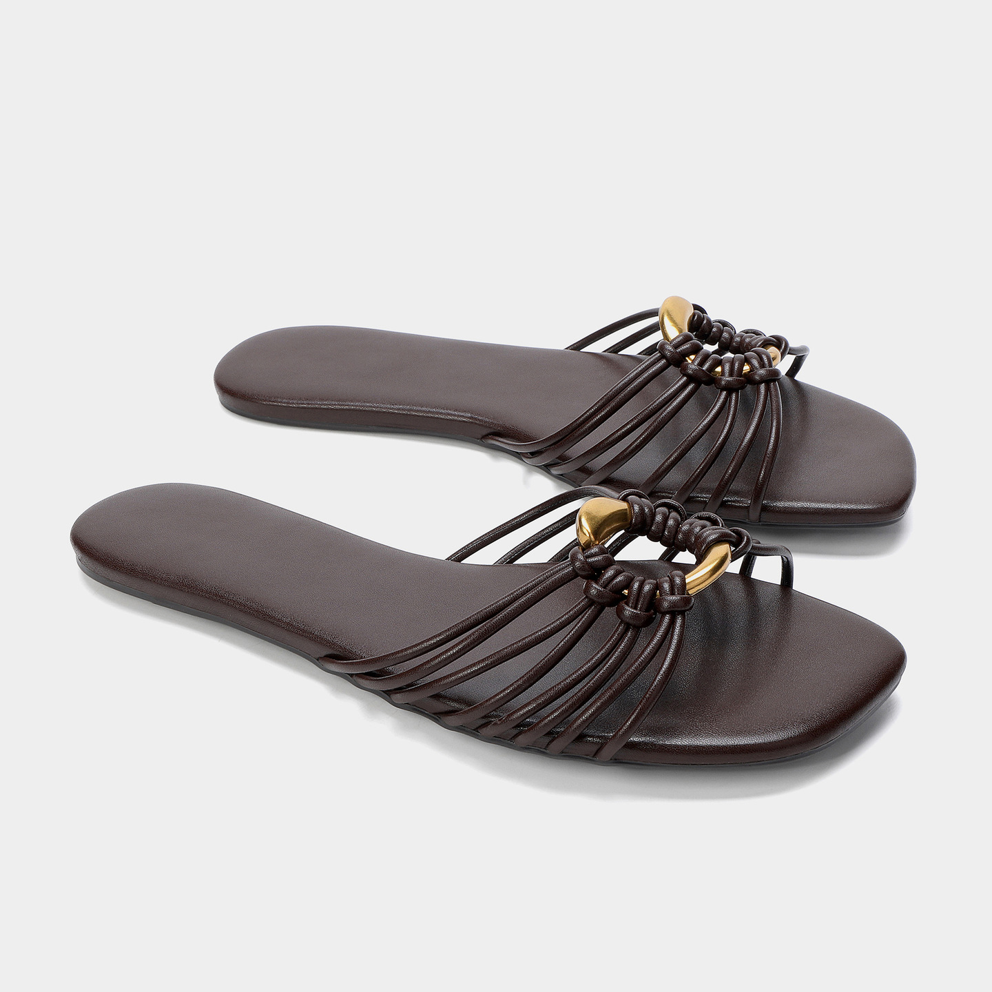 Unique Lighting Decor - Designer Luxury Metal-decorated Flat Sandals Women