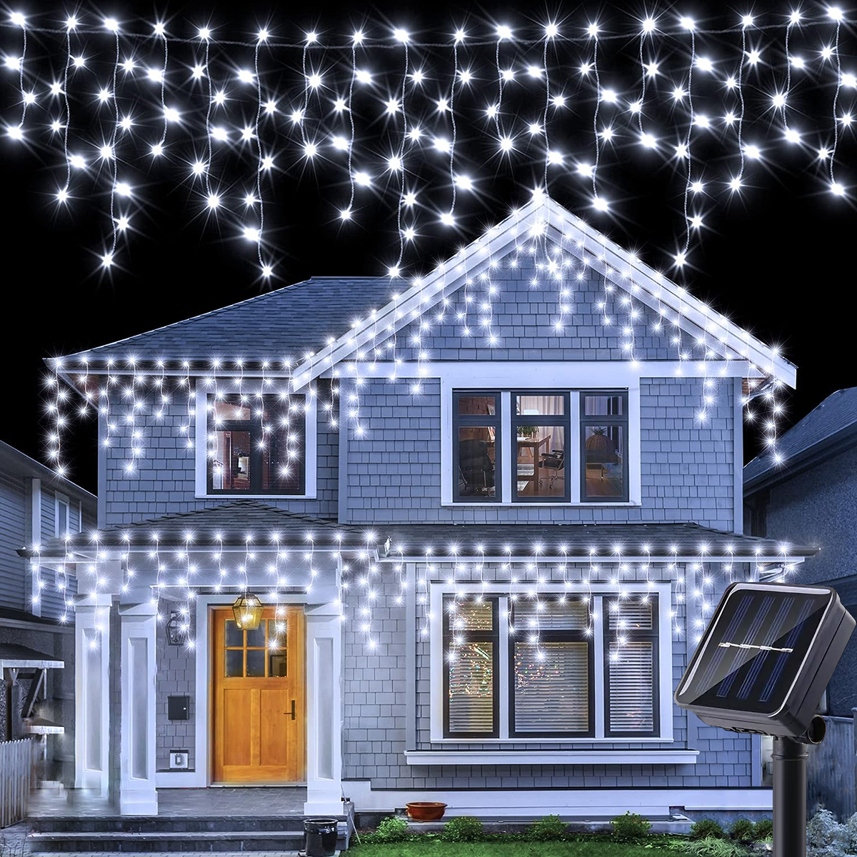 Fairy Light Curtain - LED Solar String Lights Waterfall, 23Ft