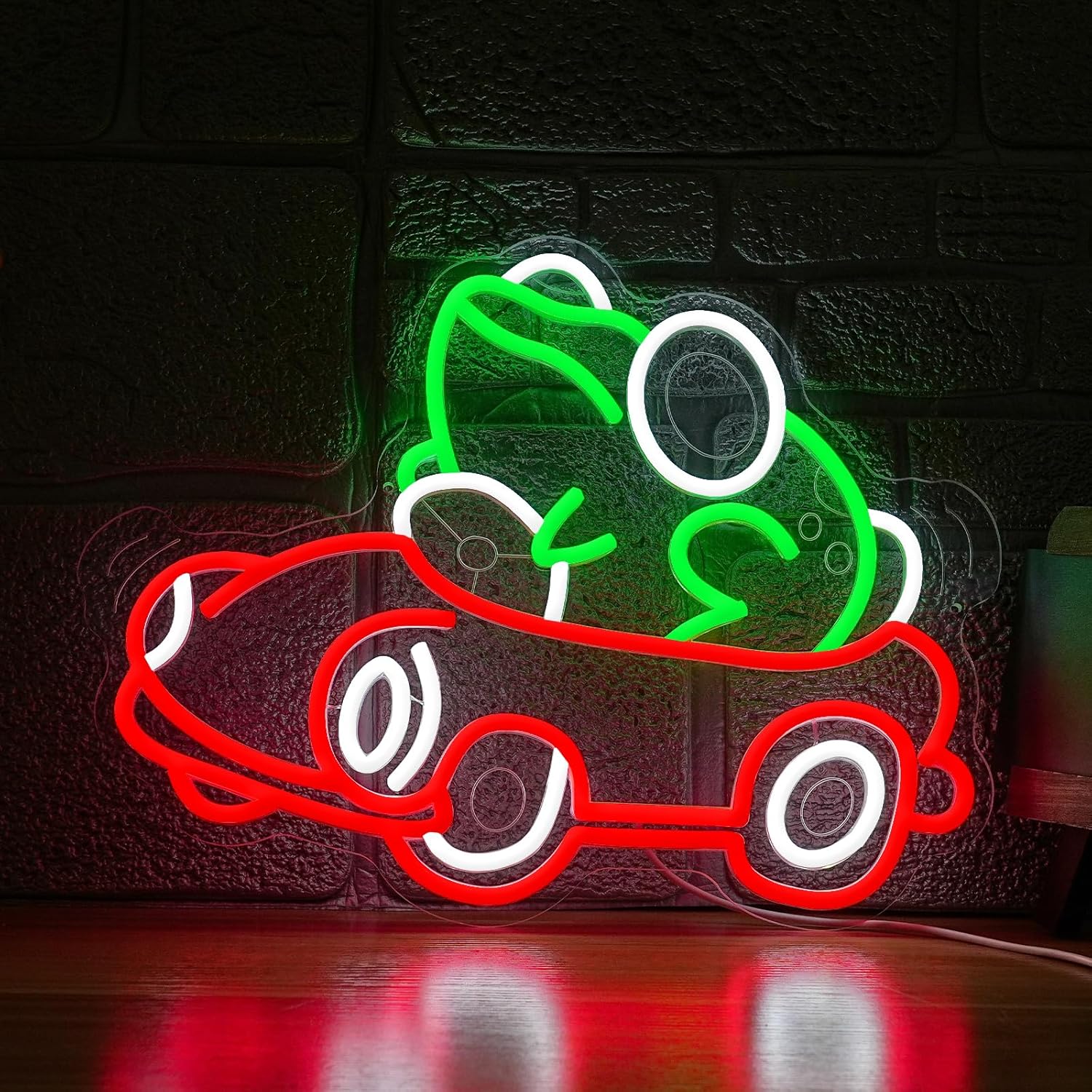 Lighting Decor In Room - Frog Driving Car Neon Sign Art