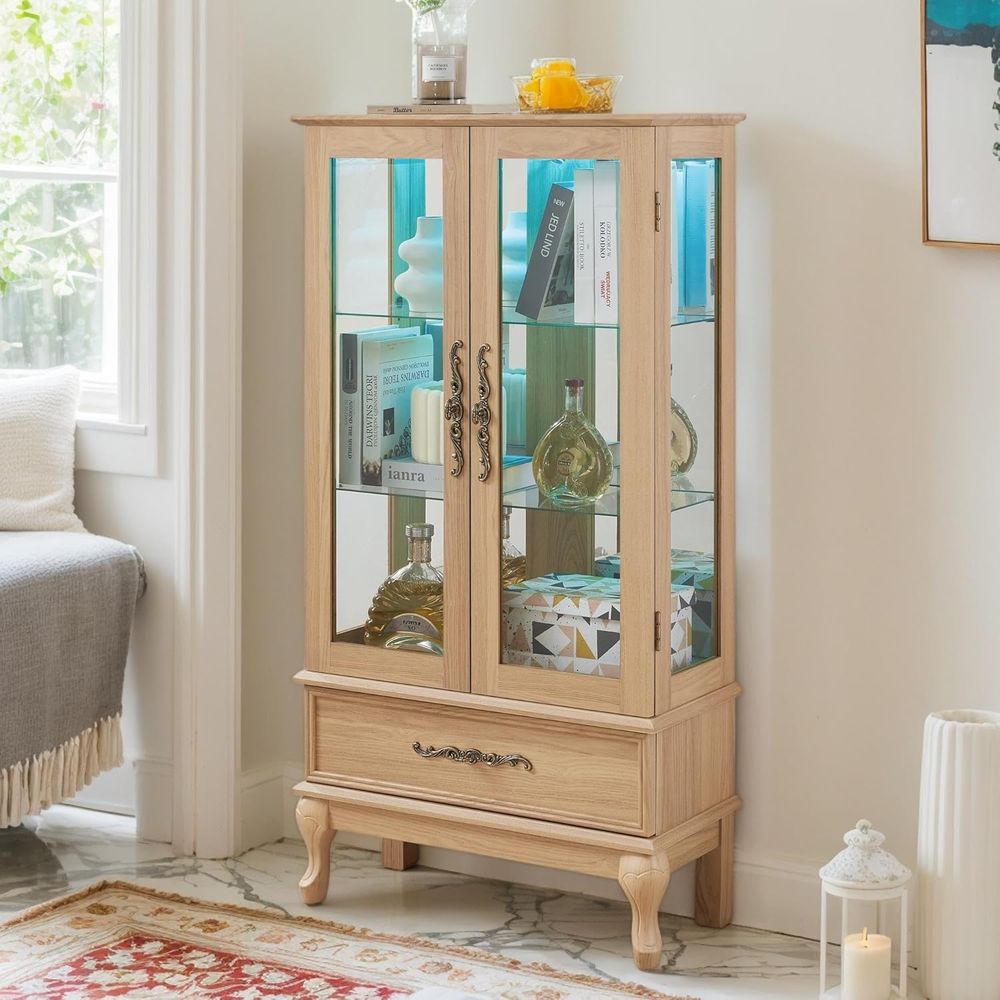 Lighting & Home Decor Studio - 3-Tier Antique LED Accent Curio Cabinet