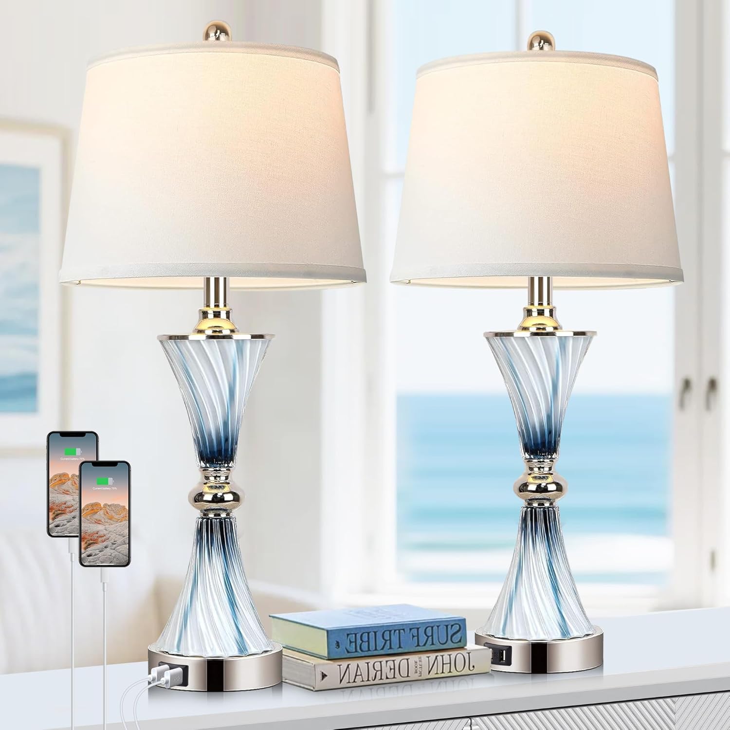 Lightings Decoration - 3-Way Dimmable Touch Glass Table Lamps