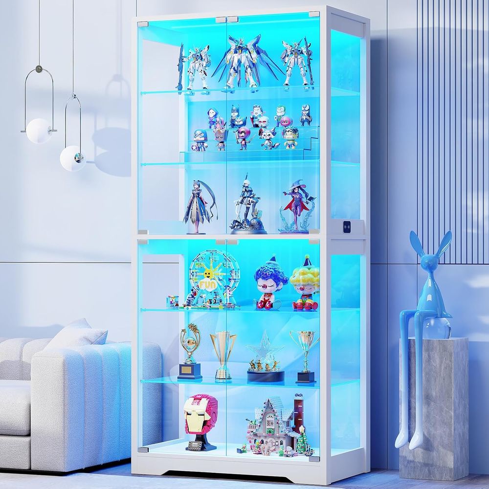 Lighting & Home Decor Studio - 71 6-Tier Glass Door Display Cabinet