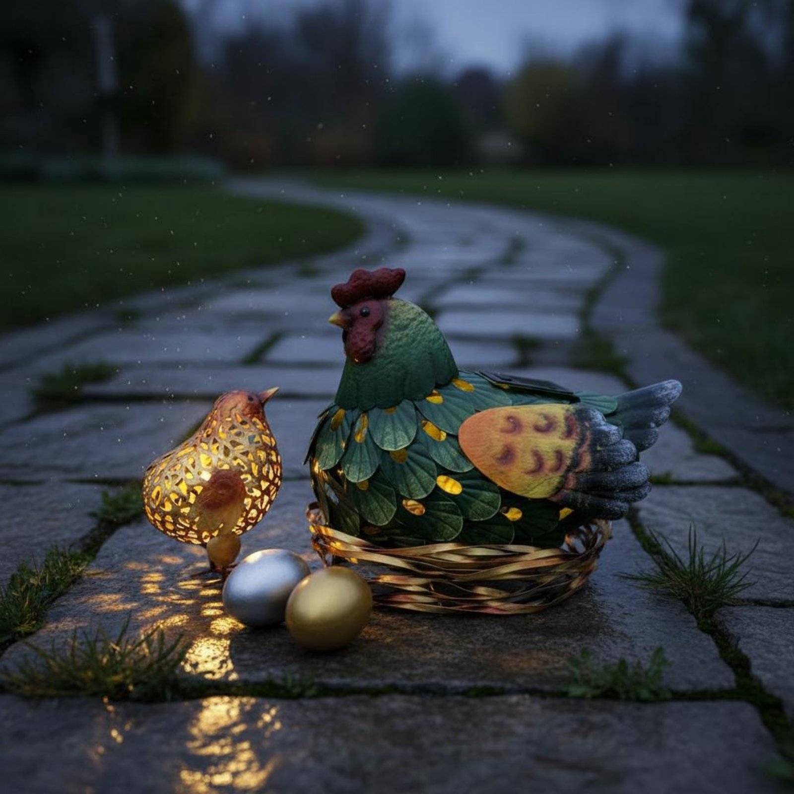 Yard Lighting Decor - Solar Lantern Chicken Statue Outdoor Decorative