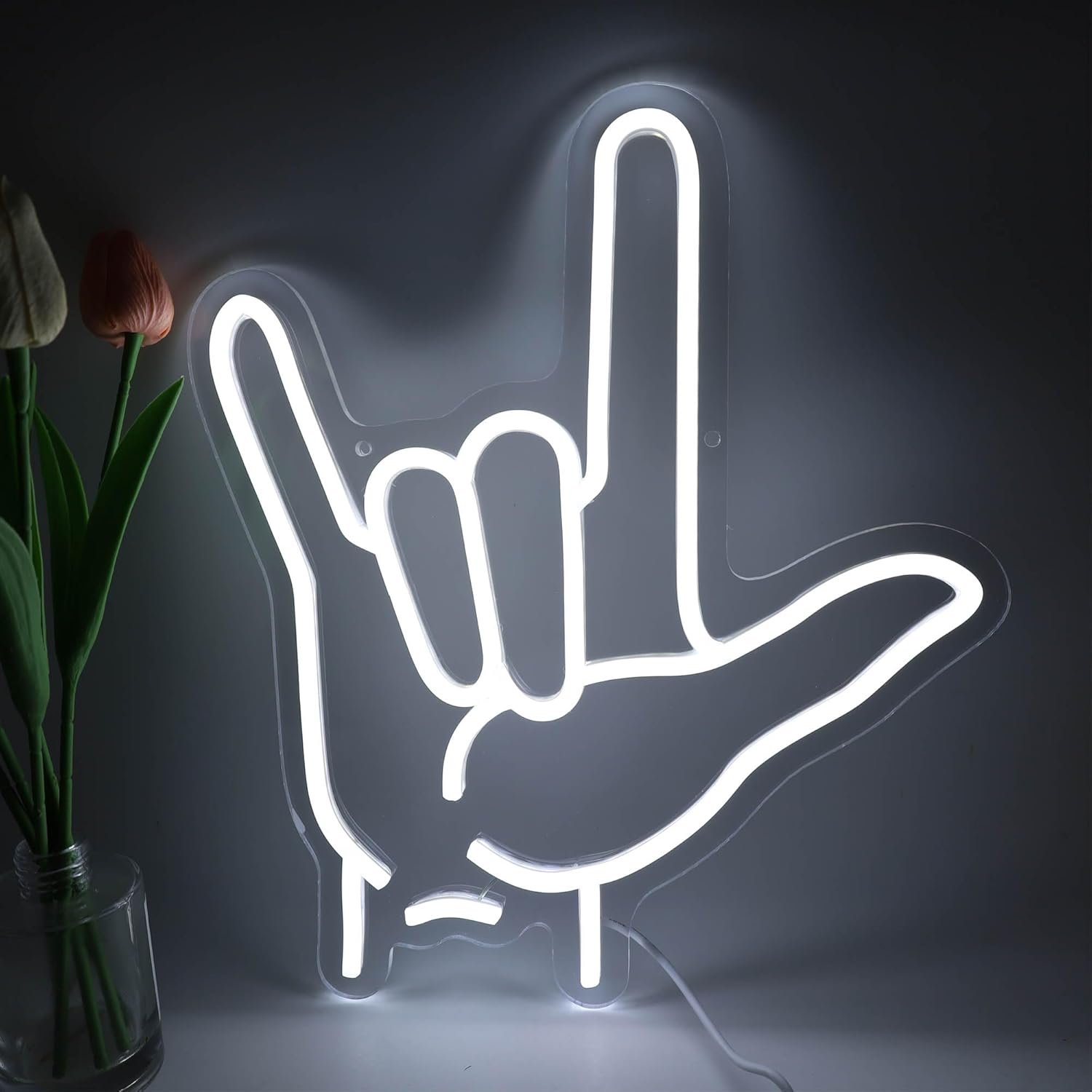 Lighting Decor In Room - Hand Gesture Neon Sign I Love