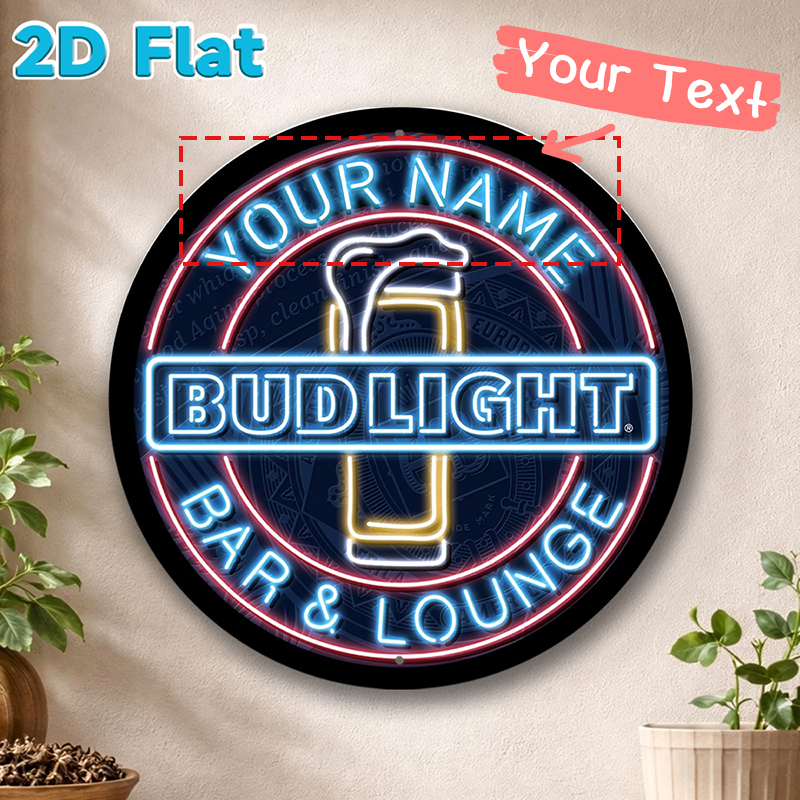 Lighting Metal Wall Decor - Custom Name Bud Light Bar and