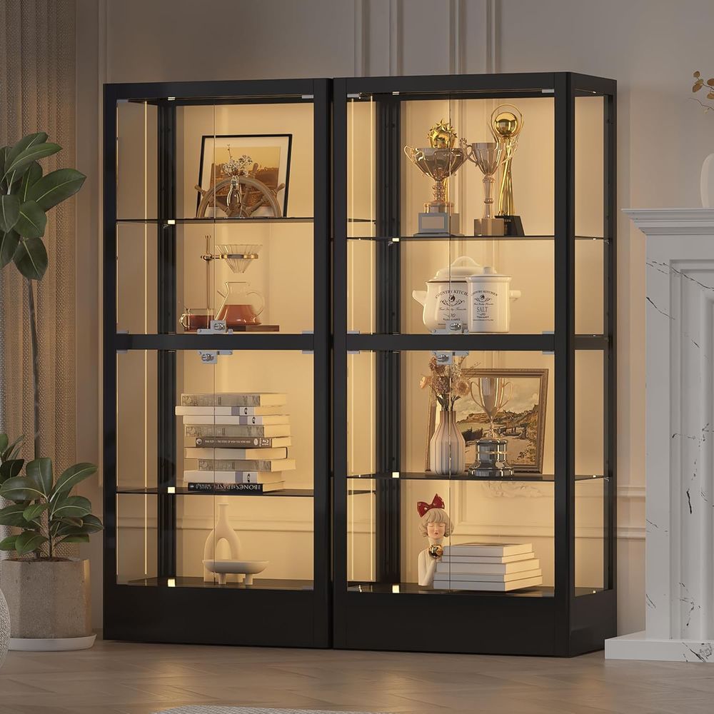 Lighting & Home Decor Studio - 4-Sided Lockable Glass Display Cabinet with