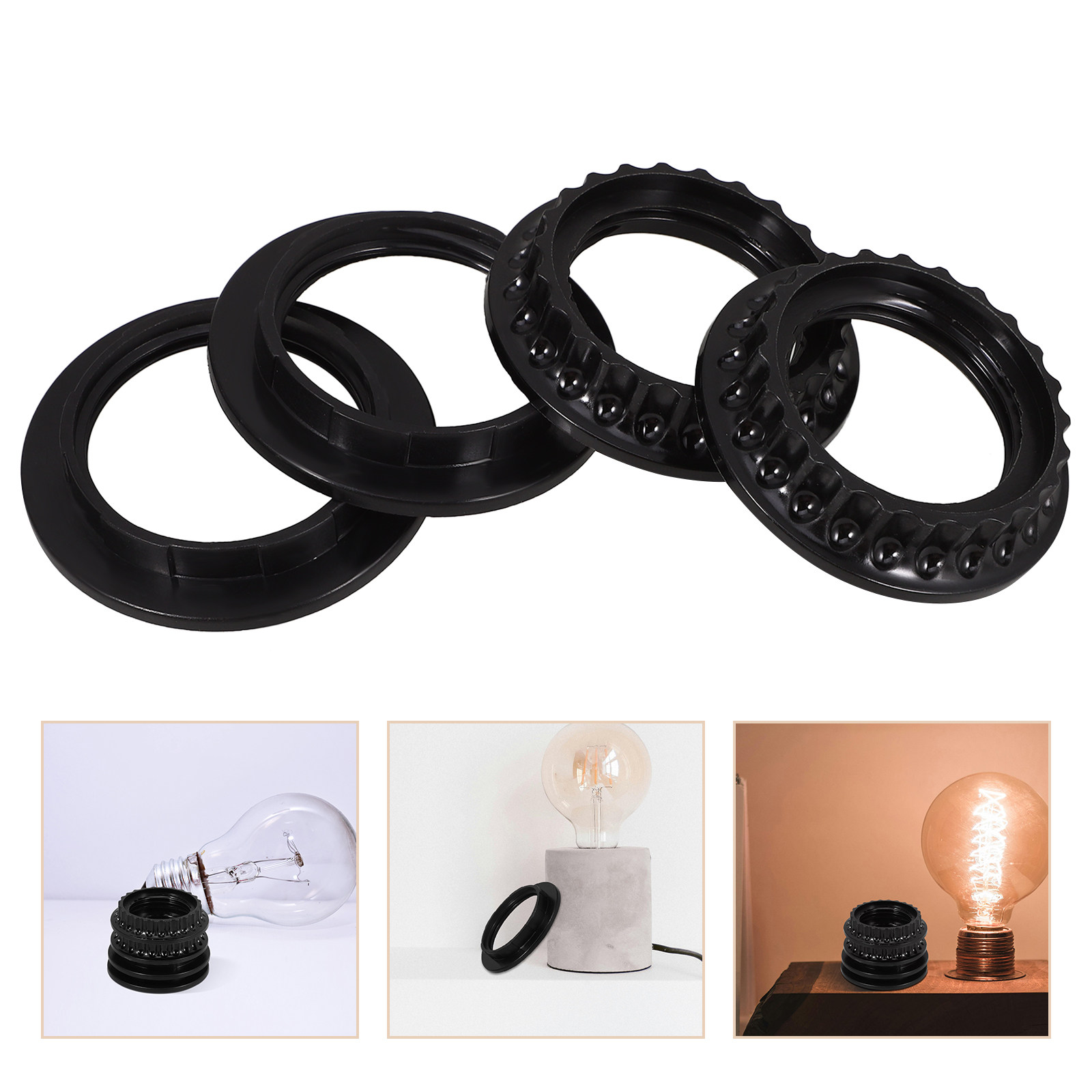 Decor Lighting Fixtures - 4Pcs Black Lamp Shade Rings E27