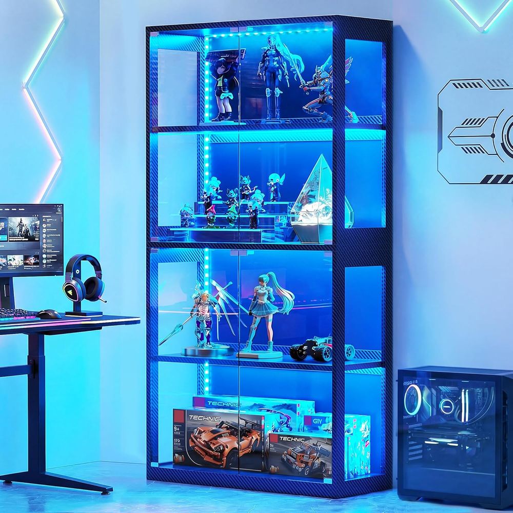 4-Tier Glass Display Cabinet w - Lighting & Home Decor Studio 리뷰 및 가격