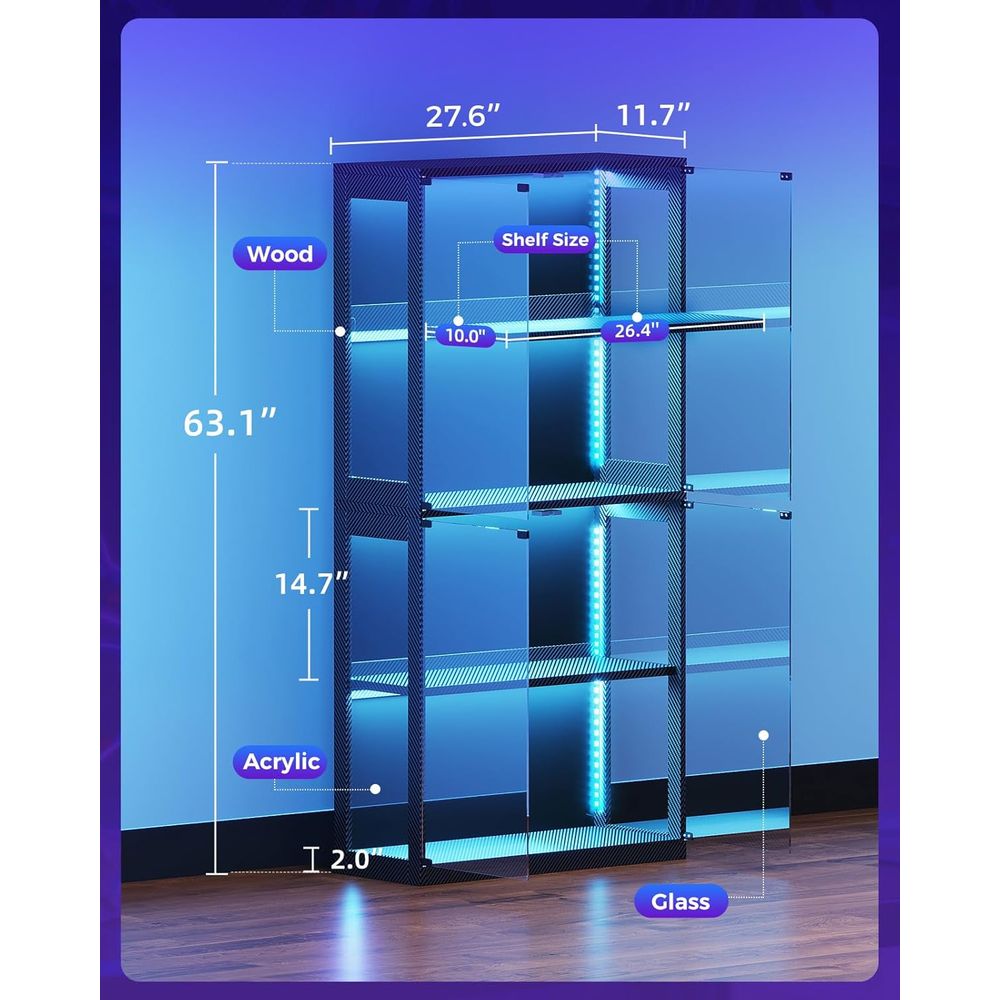 4-Tier Glass Display Cabinet w - Lighting & Home Decor Studio 리뷰 및 가격