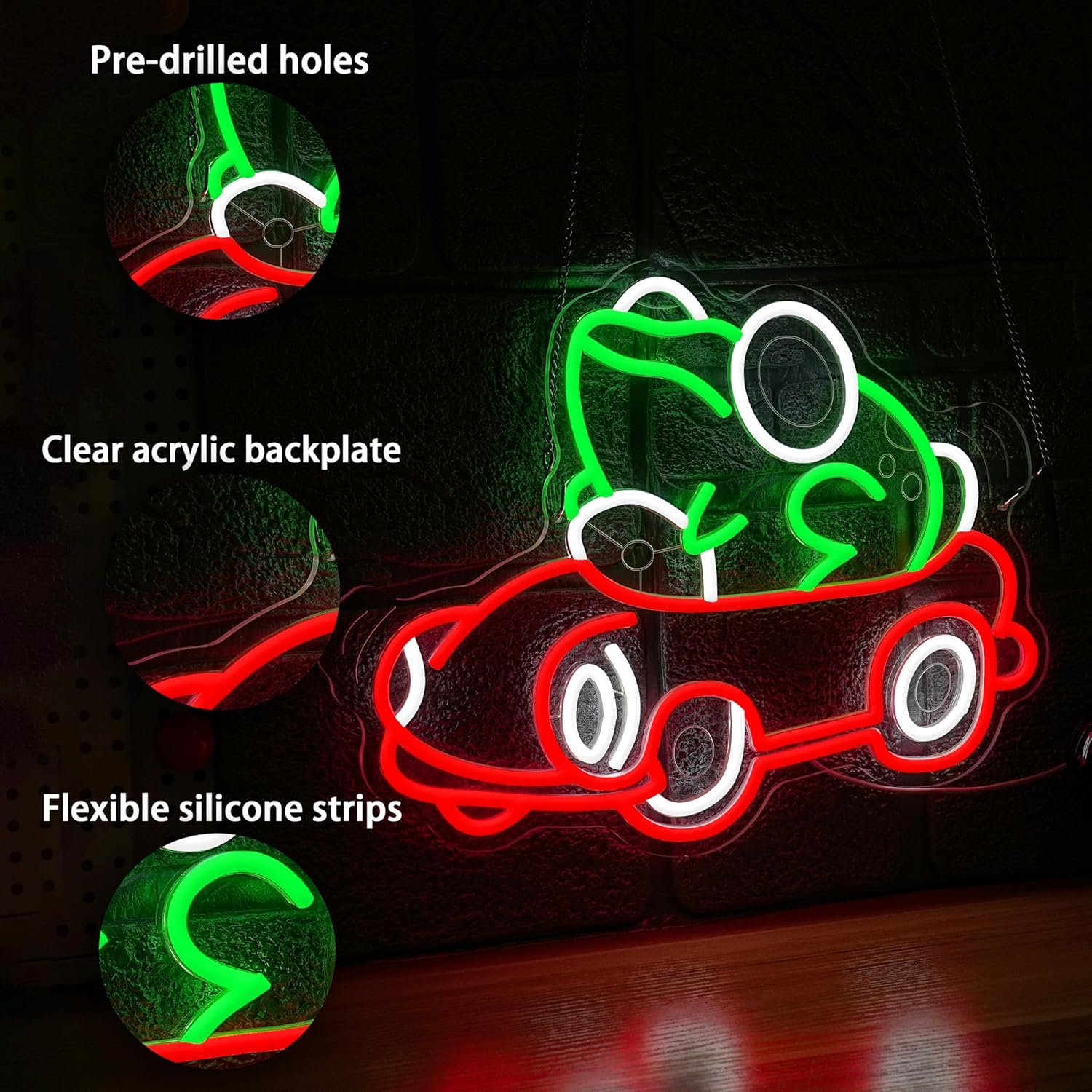 Frog Driving Car Neon Sign Art - Lighting Decor In Room 리뷰 및 가격