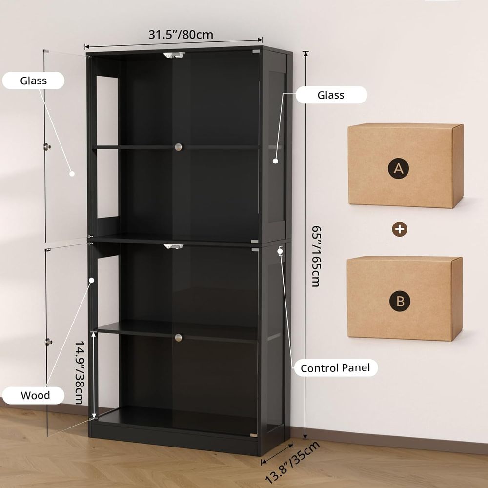 65 Glass Door Display Cabinet, - Lighting & Home Decor Studio 리뷰 및 가격