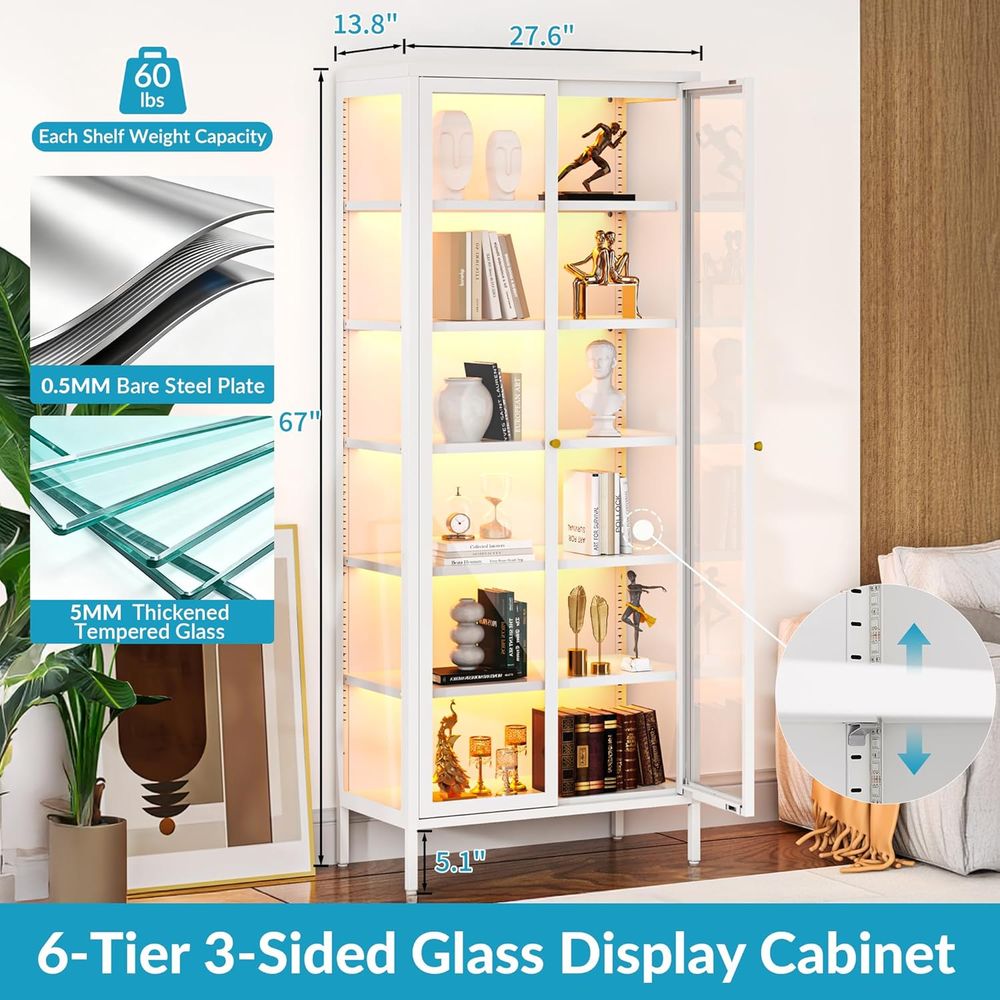 67 6-Tier Glass Curio Cabinet  - Lighting & Home Decor Studio 리뷰 및 가격