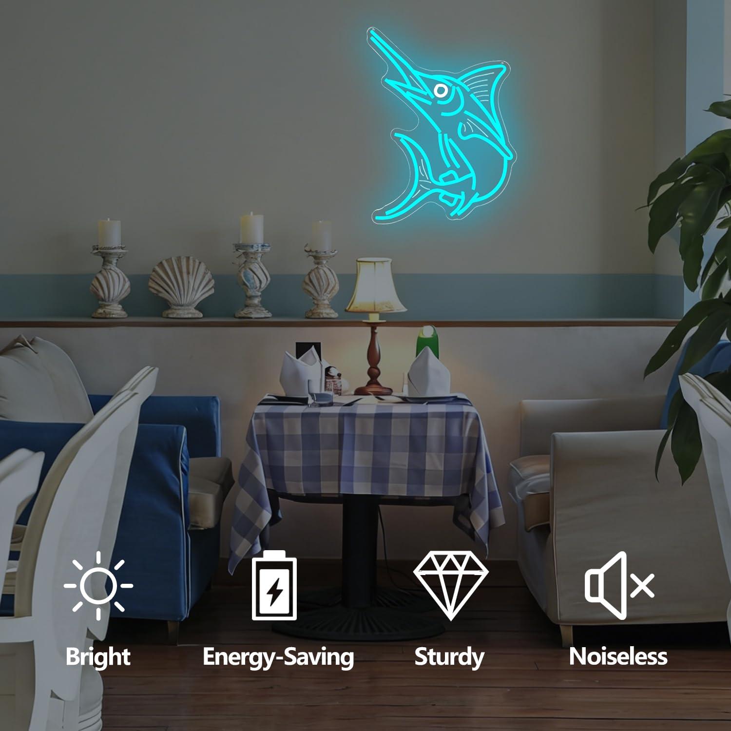 Marlin Fish Neon Sign Deep Sea - Lighting Decor For Home 리뷰 및 가격