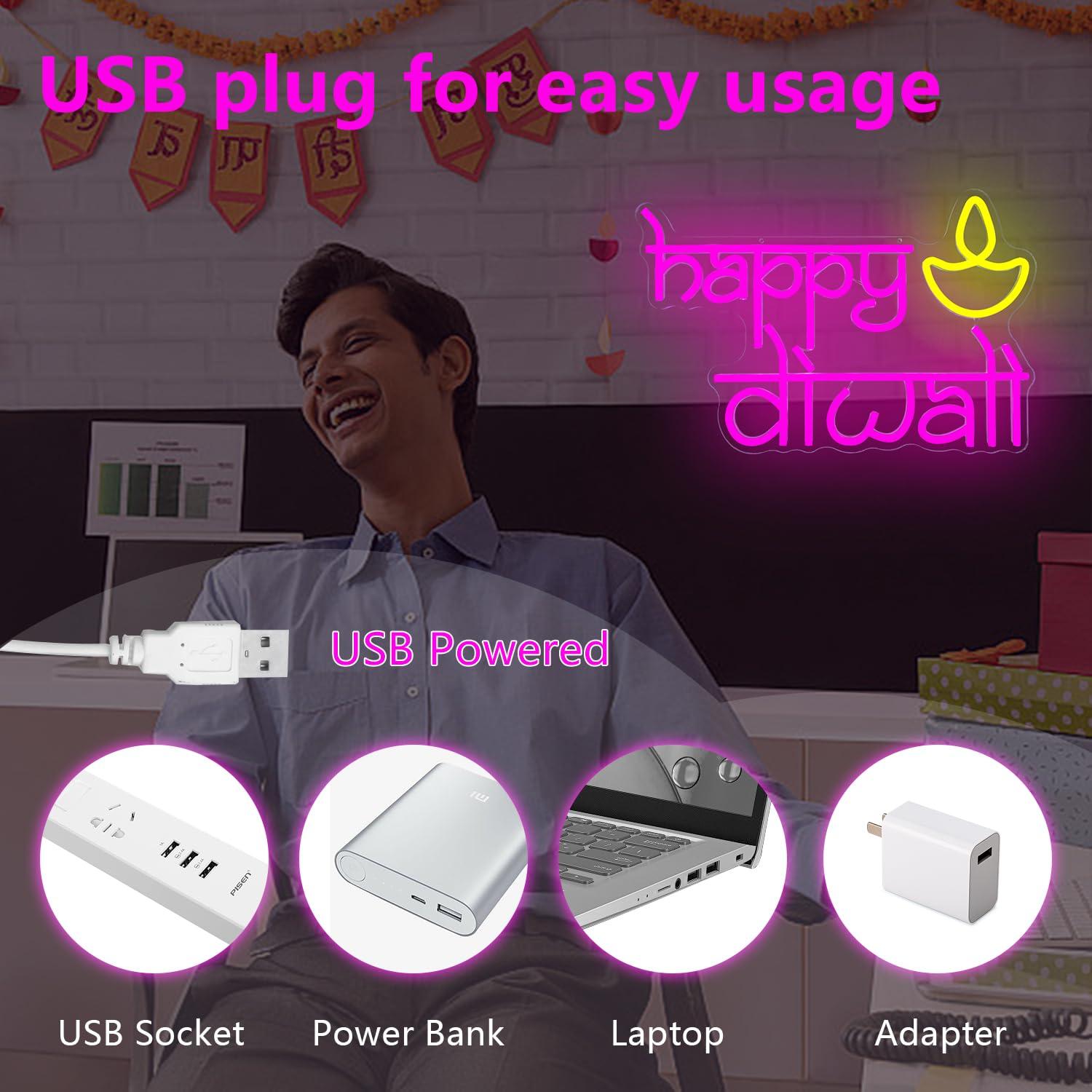 Happy Diwali Neon Sign USB Pow - Lighting Decor For Home 리뷰 및 가격