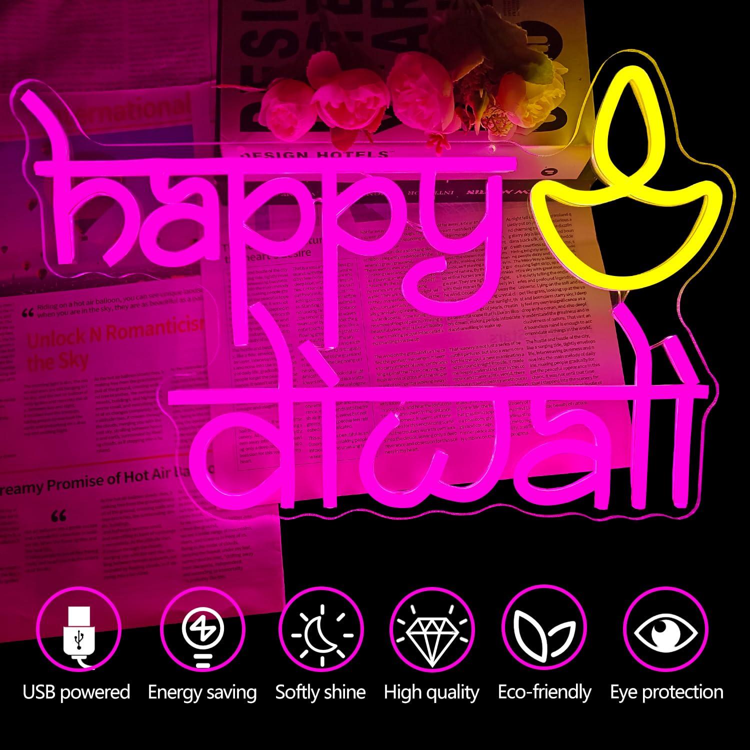 Happy Diwali Neon Sign USB Pow - Lighting Decor For Home 리뷰 및 가격