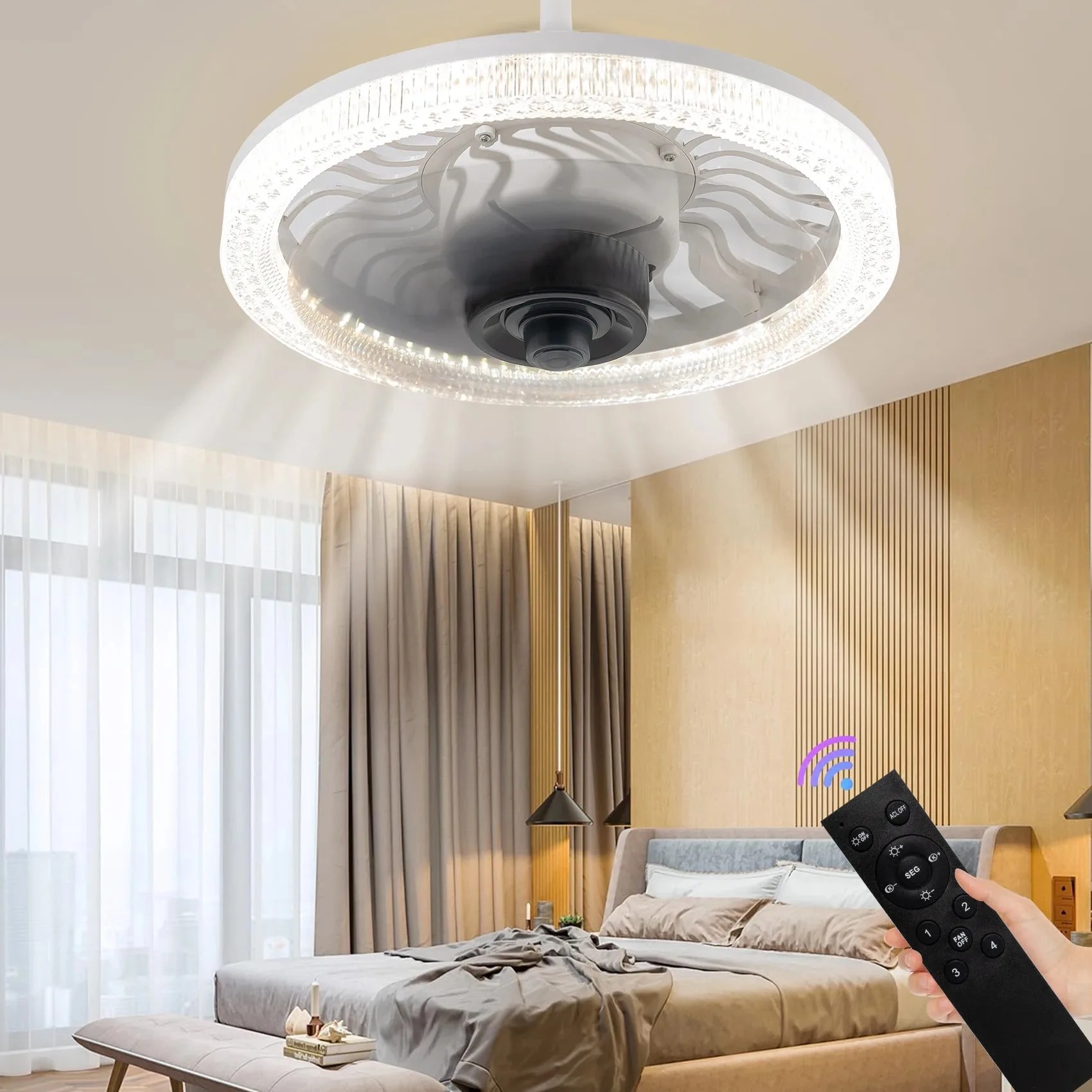 Smart LED Ceiling Fan Light wi - Touch Dimmer Lamp 리뷰 및 가격