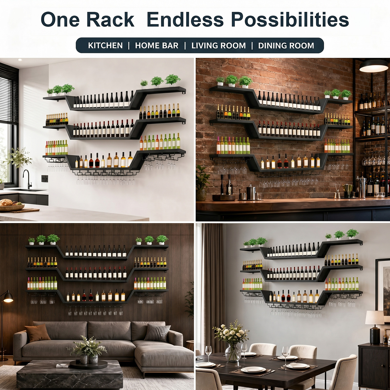 47/55inch Modern LED Wine Rack - Lighting Metal Wall Decor 리뷰 및 가격