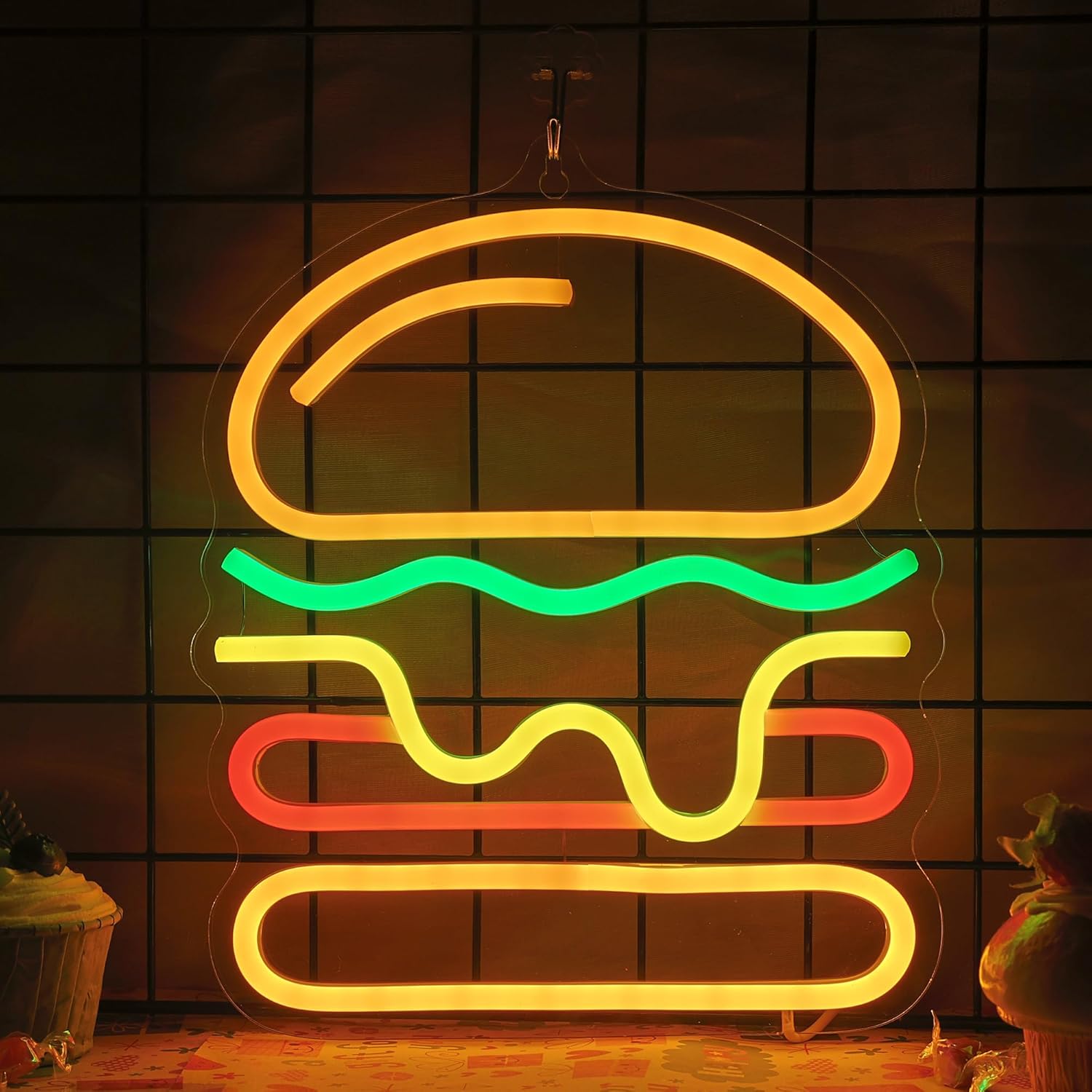 Burger Neon Sign with Layered  - Lighting Home Decor Ideas 리뷰 및 가격