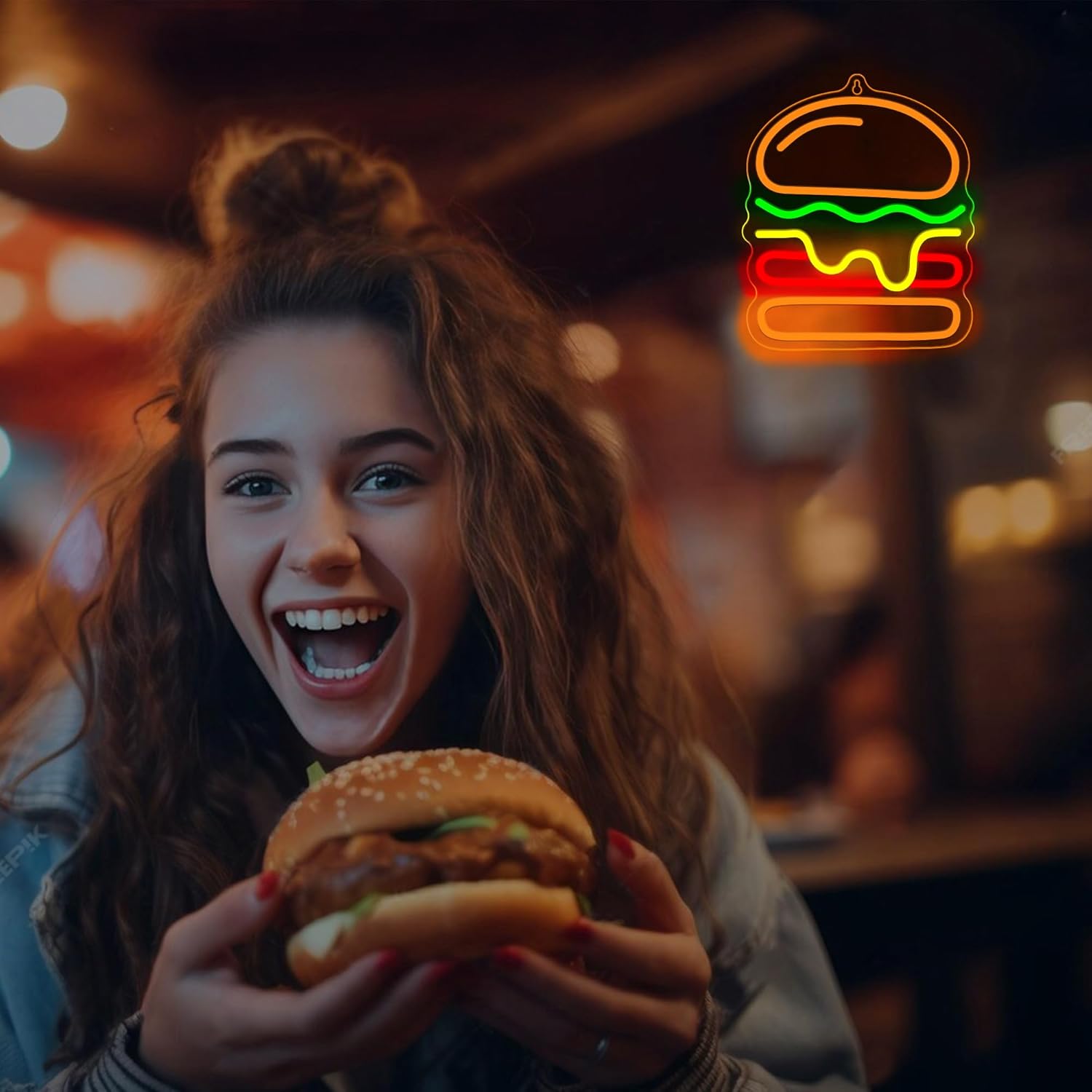 Burger Neon Sign with Layered  - Lighting Home Decor Ideas 리뷰 및 가격