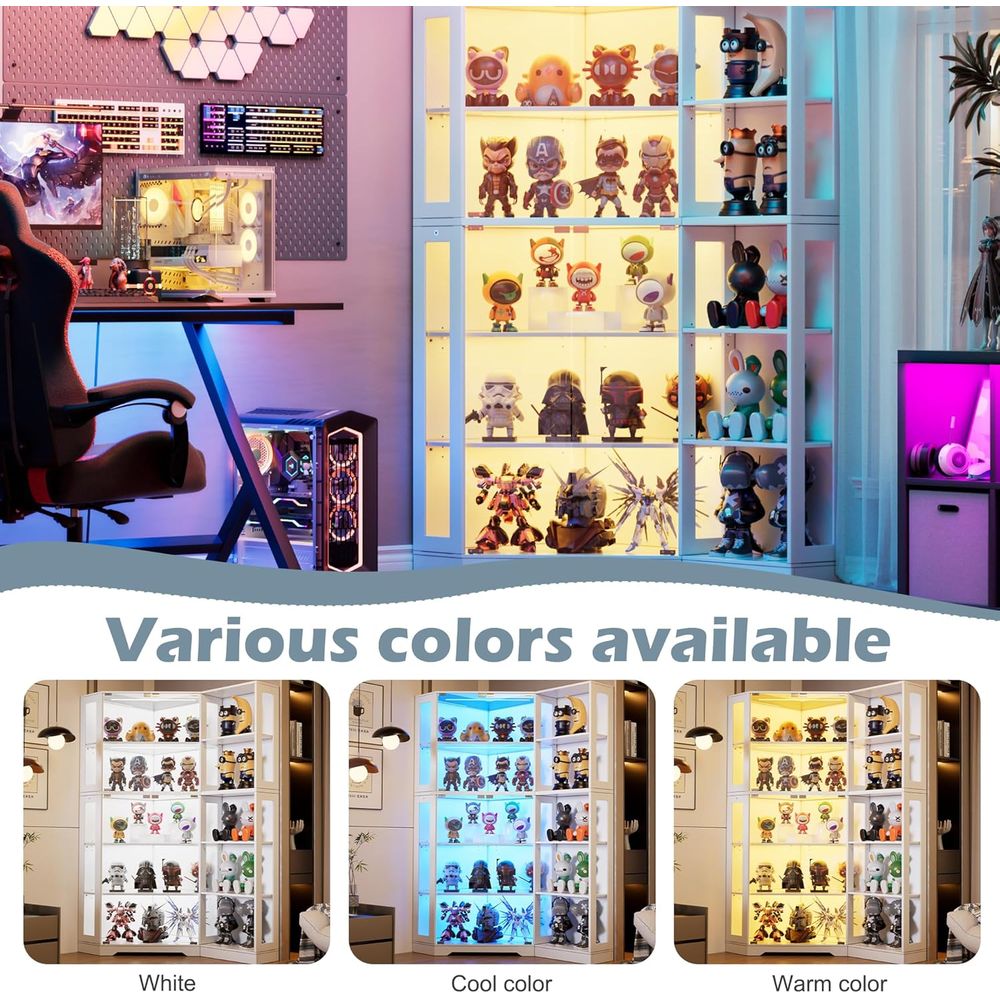 5-Tier Glass Display Cabinet w - Lighting & Home Decor Studio 리뷰 및 가격