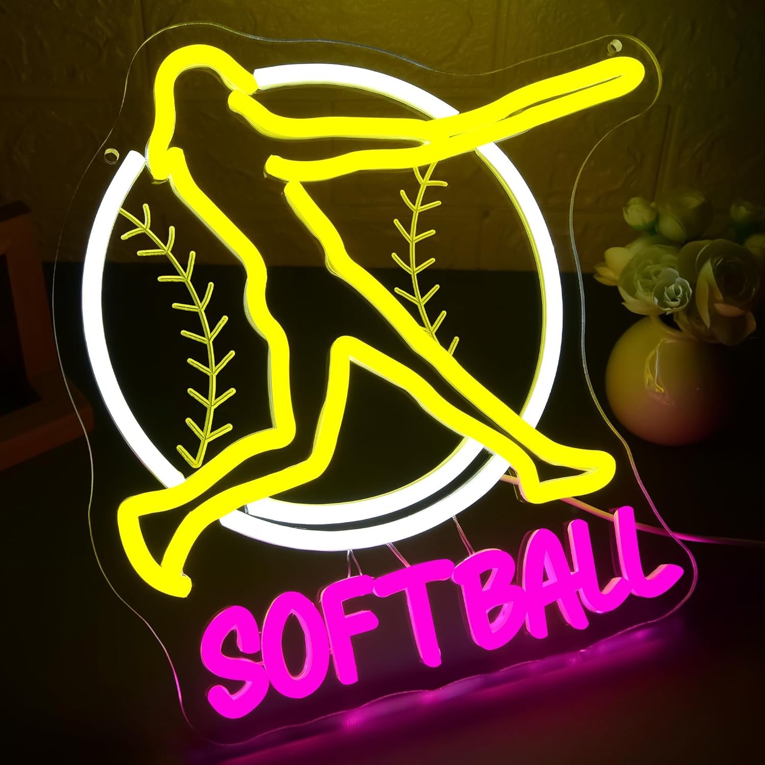 Softball Neon Sign Art Wall Li - Lighting Decor In Room 리뷰 및 가격