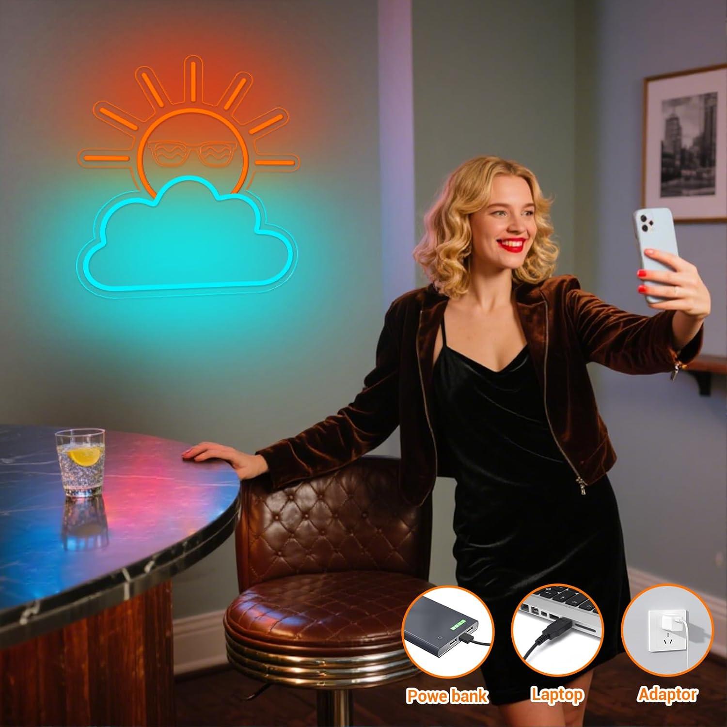 Sunrise Sunset Neon Sign USB P - Lighting Decor In Room 리뷰 및 가격