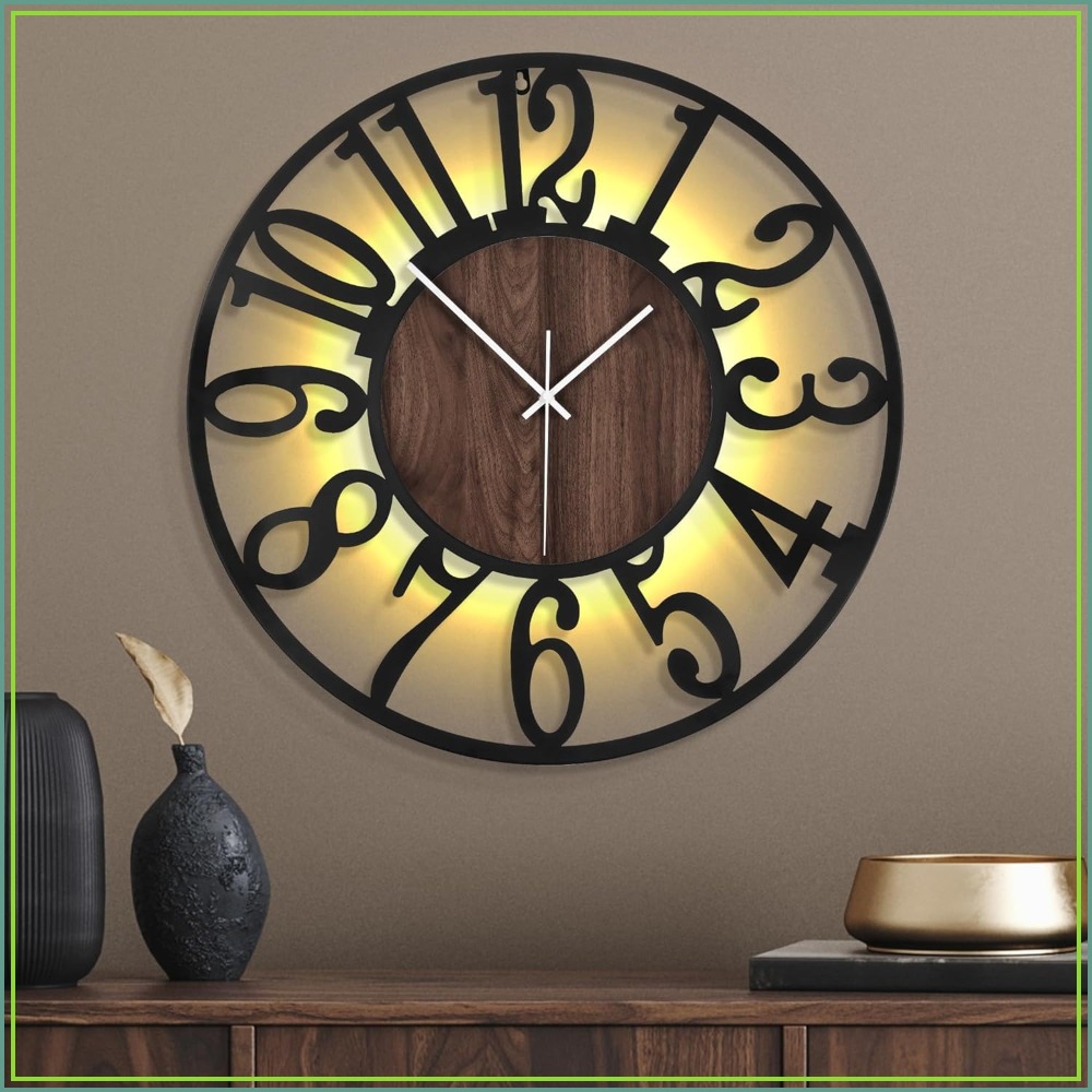 24 Inch Large Metal Wall Clock - Lighting Metal Wall Decor 리뷰 및 가격