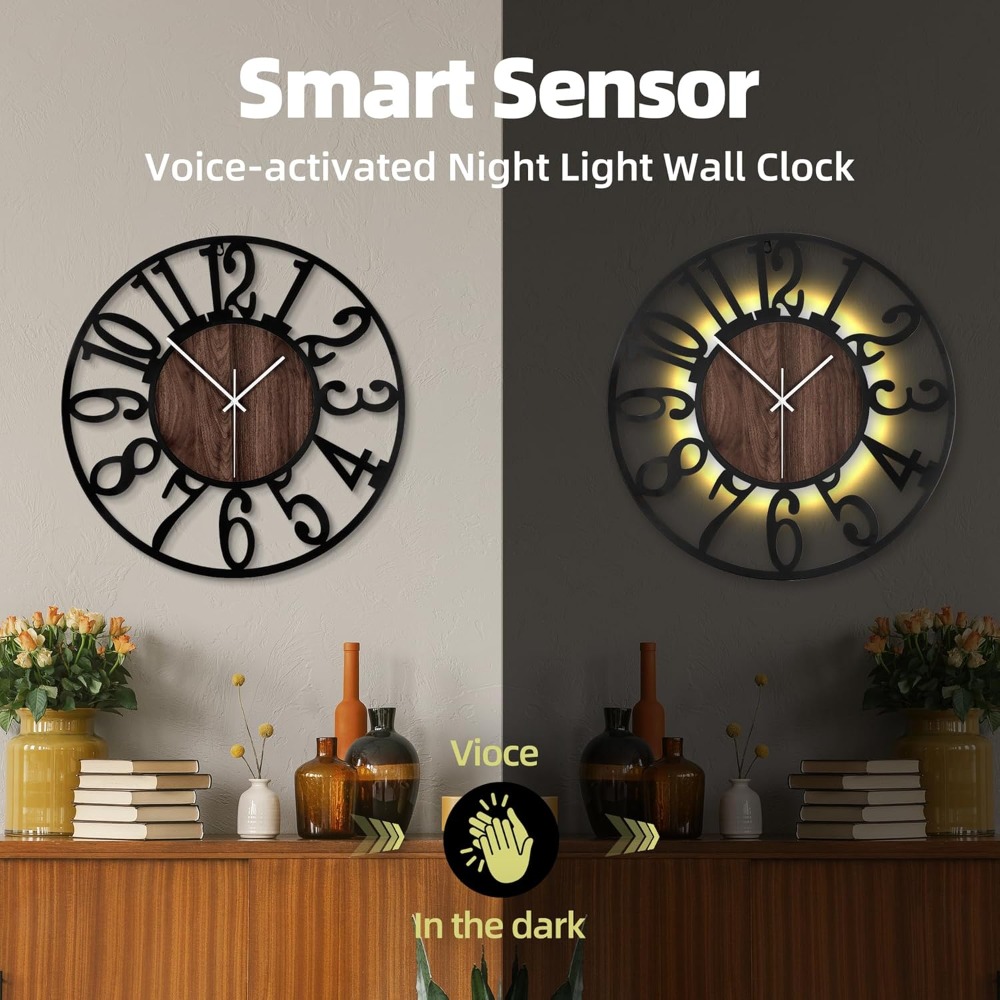 24 Inch Large Metal Wall Clock - Lighting Metal Wall Decor 리뷰 및 가격