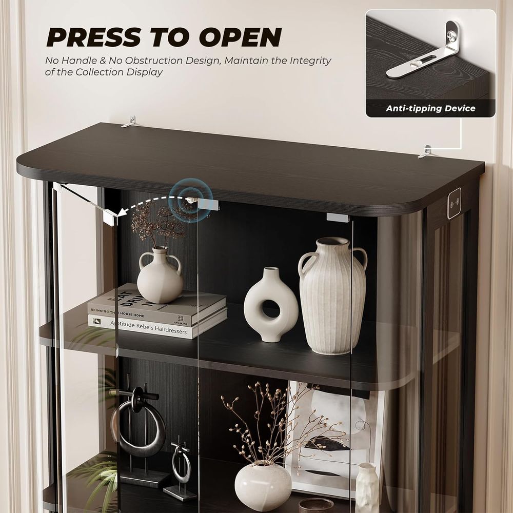 3-Tier Glass Display Cabinet w - Lighting & Home Decor Studio 리뷰 및 가격