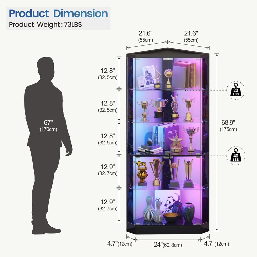 69 Black 5-Tier Glass Display  - Lighting & Home Decor Studio 리뷰 및 가격