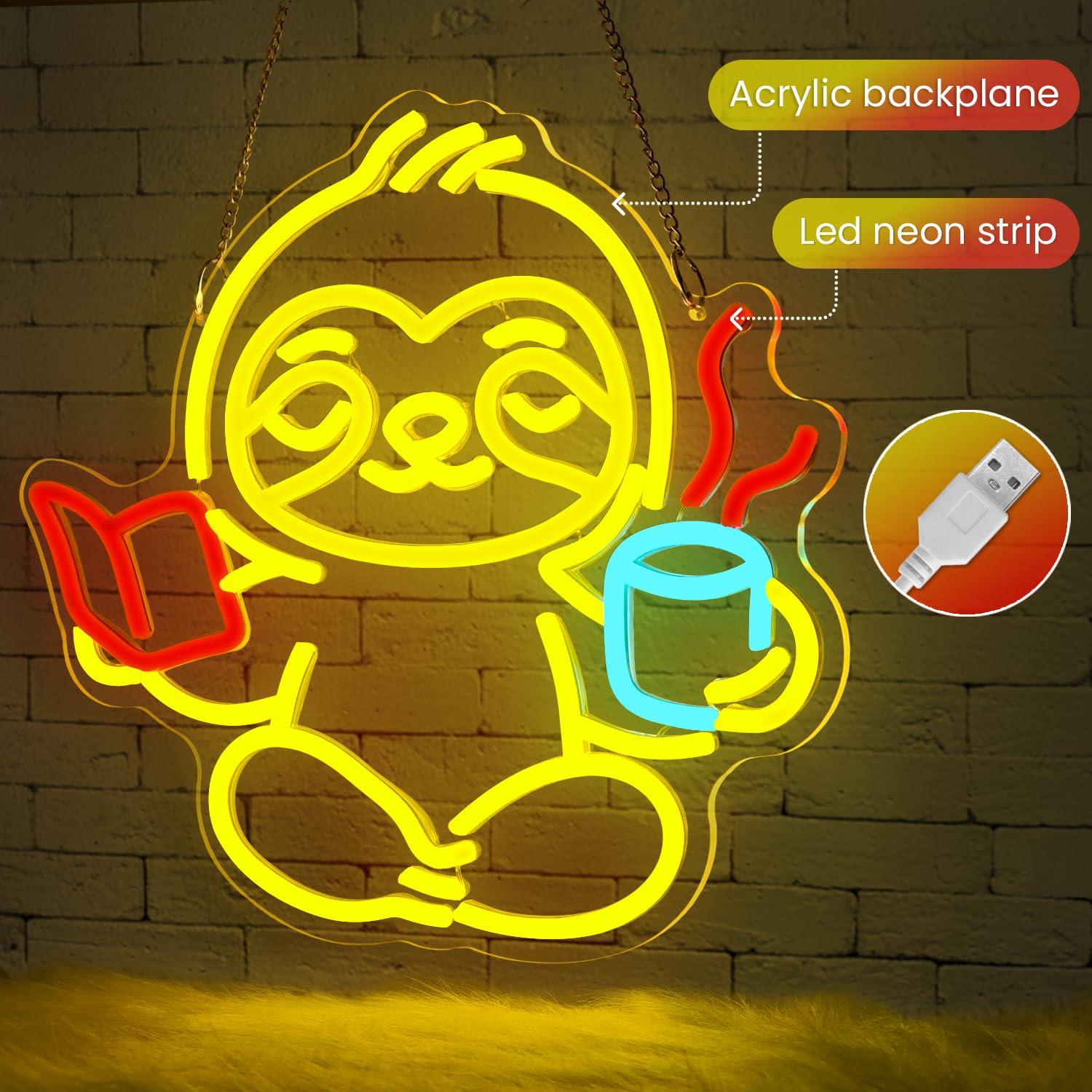 Sloth Neon Sign USB Dimmable L - Lighting Decor For Home 리뷰 및 가격