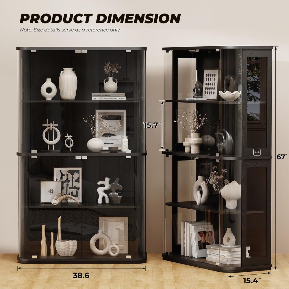 4-Tier Glass Display Cabinet w - Lighting & Home Decor Studio 리뷰 및 가격