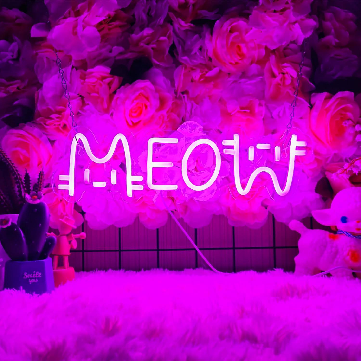 Meow Neon Sign Cat USB Powered - Lighting Decor For Home 리뷰 및 가격