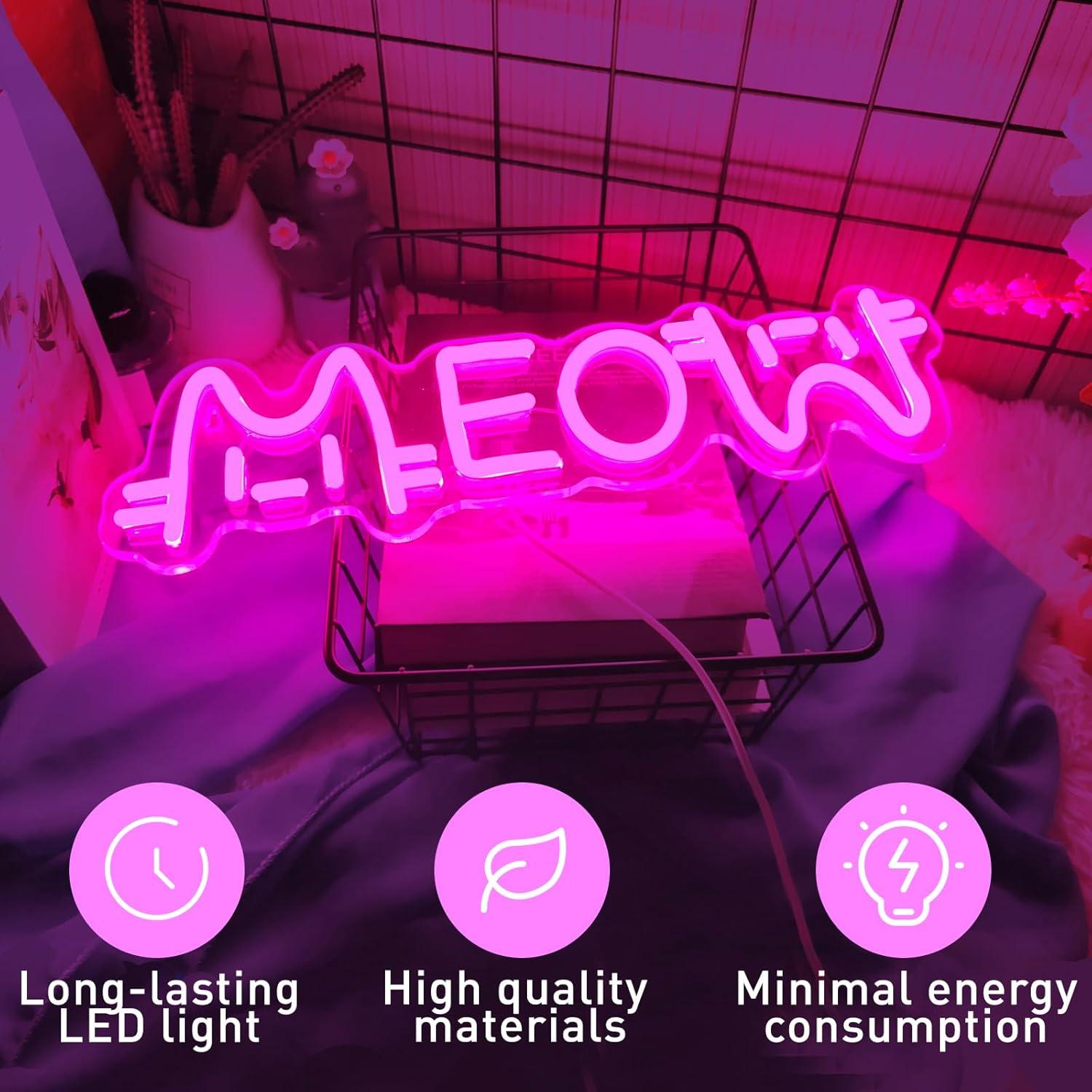 Meow Neon Sign Cat USB Powered - Lighting Decor For Home 리뷰 및 가격