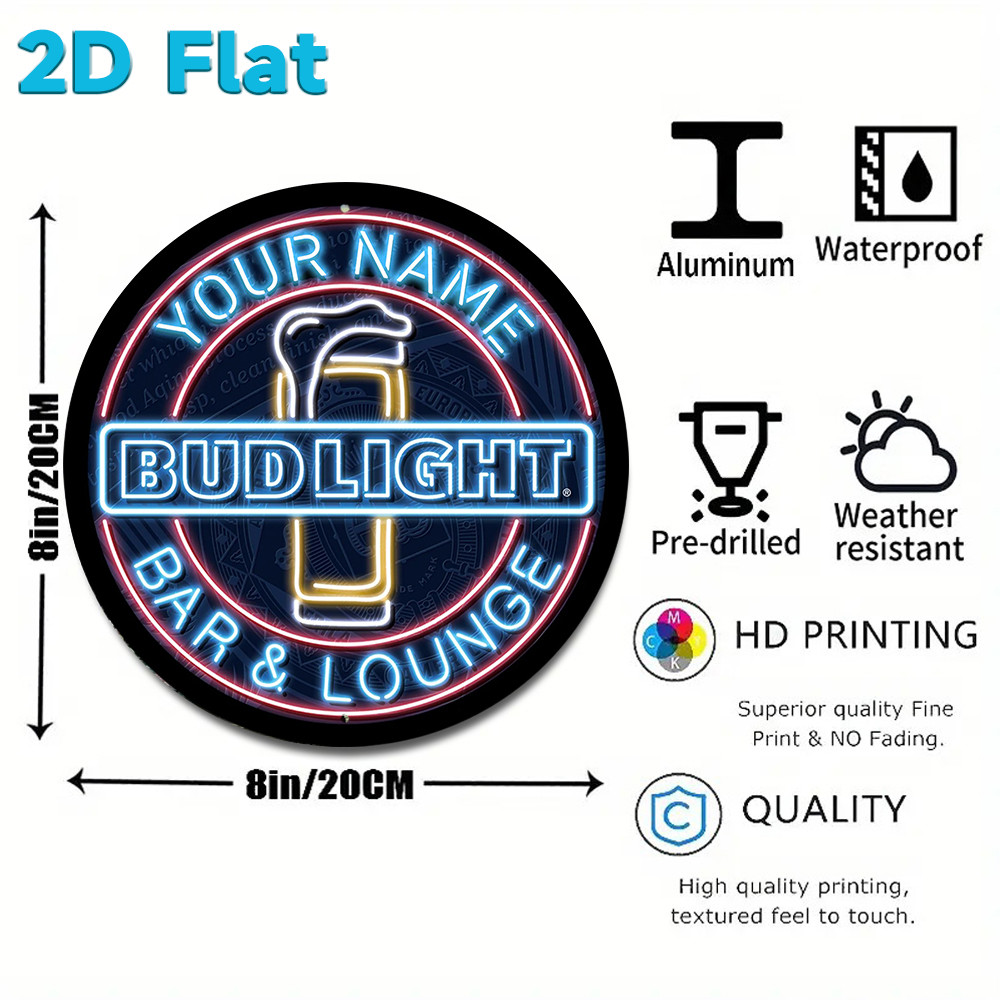 Custom Name Bud Light Bar and  - Lighting Metal Wall Decor 리뷰 및 가격