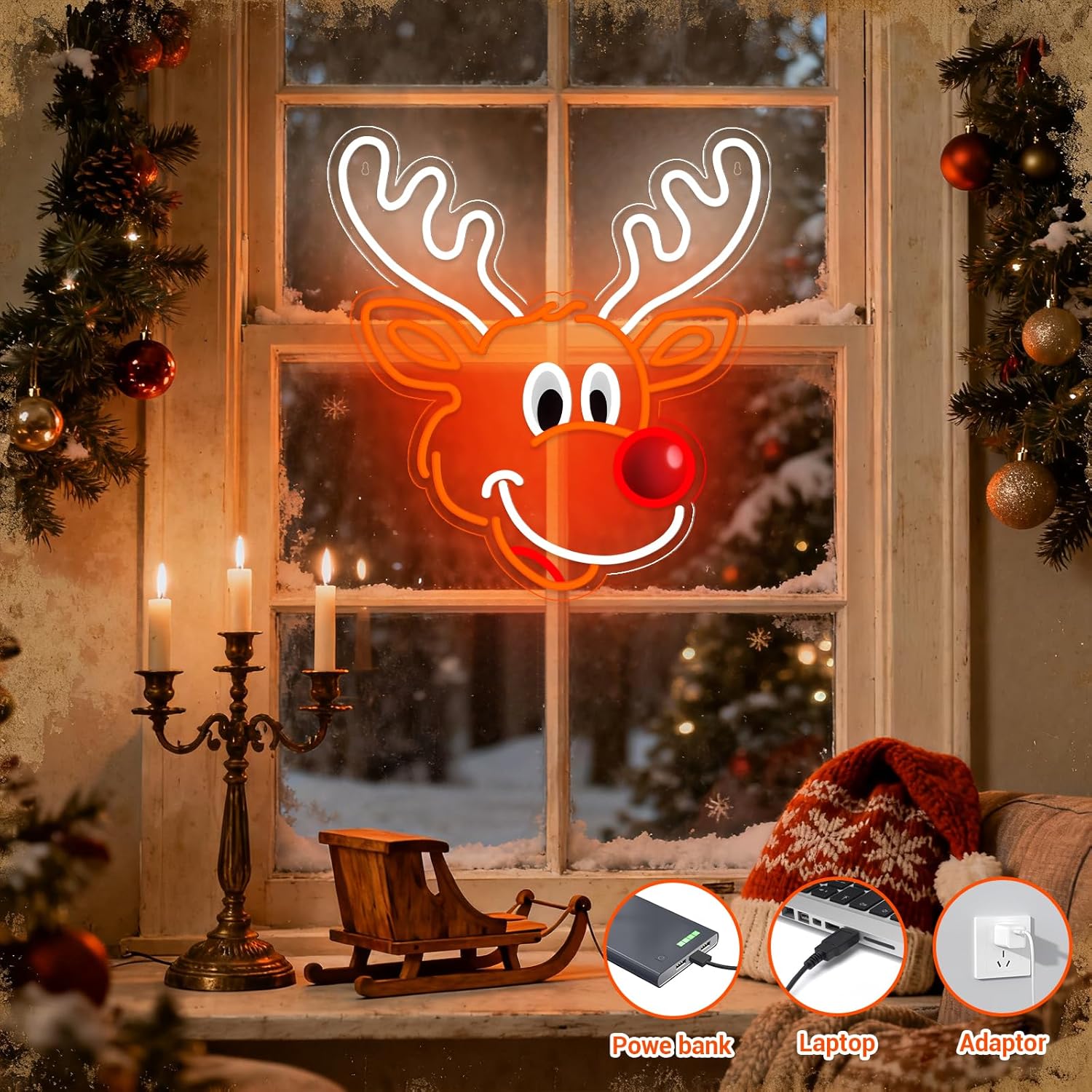 Cute Christmas Reindeer Neon S - Lighting Home Decor Ideas 리뷰 및 가격