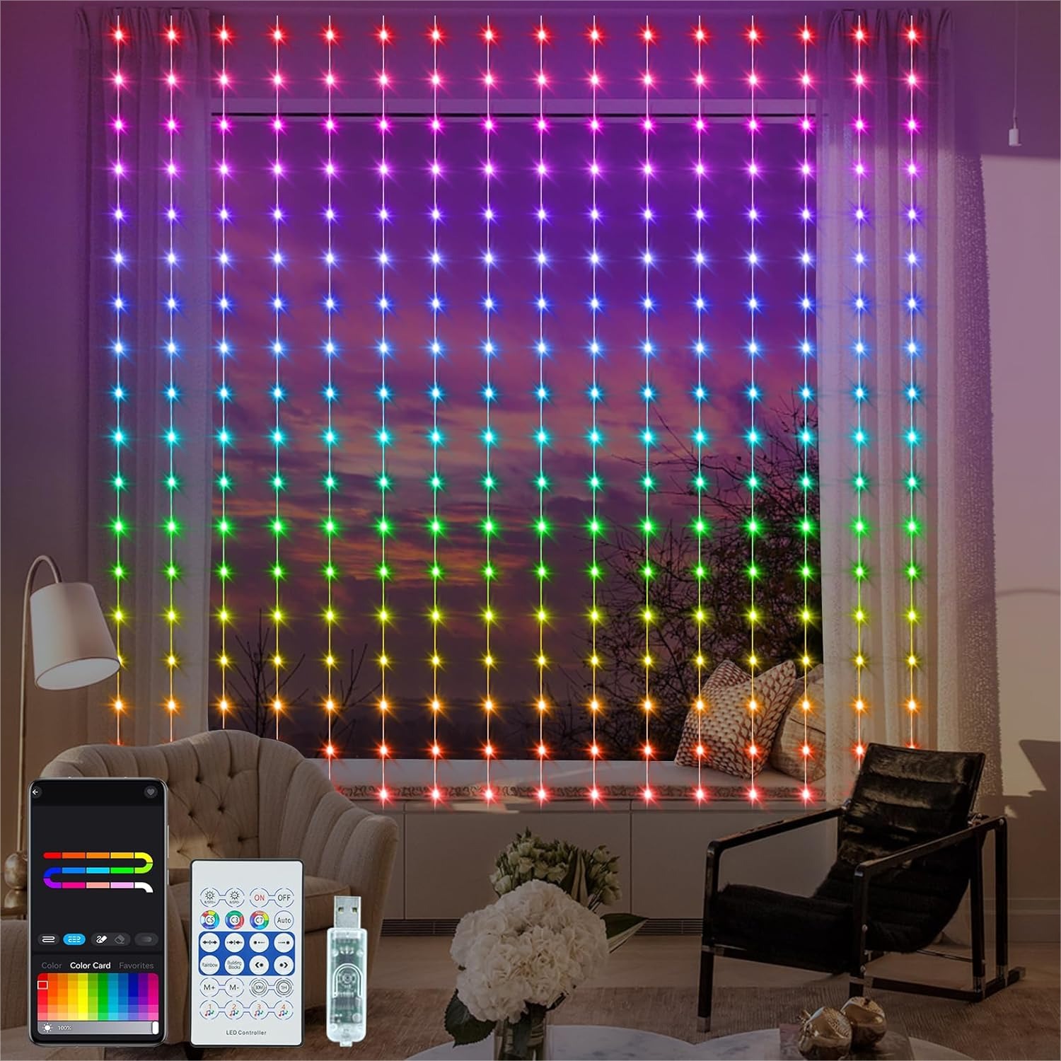 Smart Curtain Lights RGB 5050  - Fairy Light Curtain 리뷰 및 가격