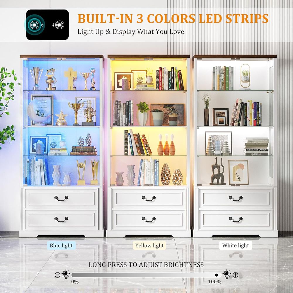67 Glass Door Adjustable Shelv - Lighting & Home Decor Studio 리뷰 및 가격