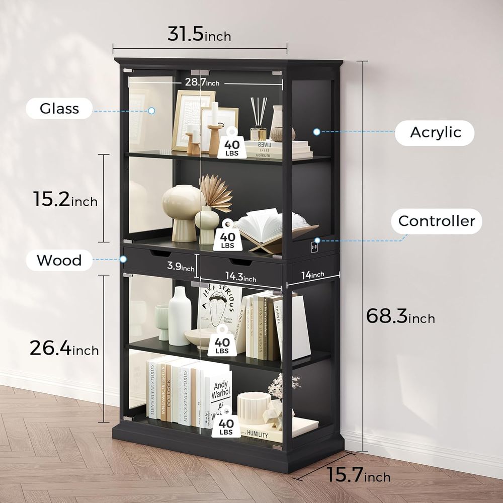 68 Tall Glass Display Cabinet  - Lighting & Home Decor Studio 리뷰 및 가격