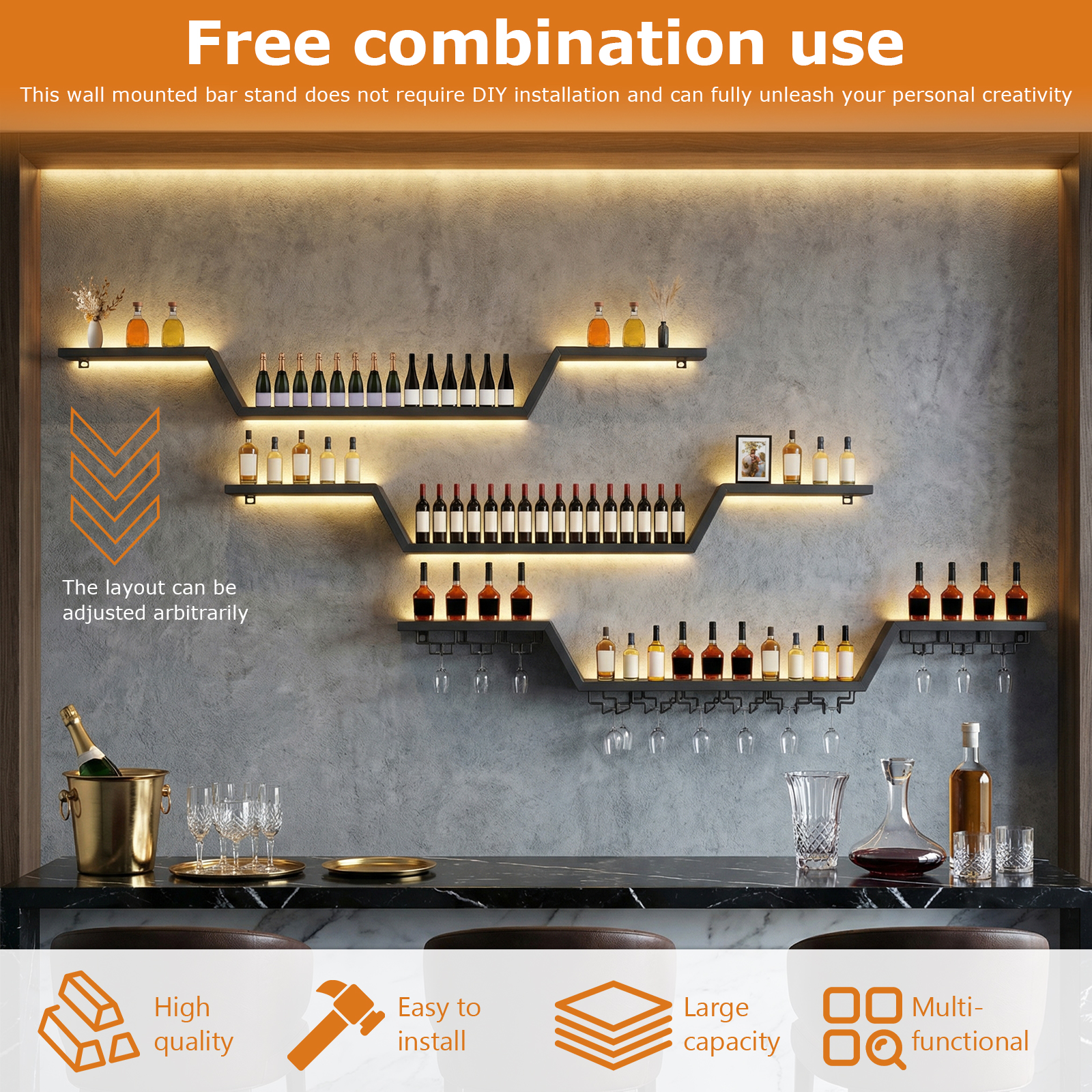 140x20cm Wall-Mount LED Wine R - Lighting Metal Wall Decor 리뷰 및 가격