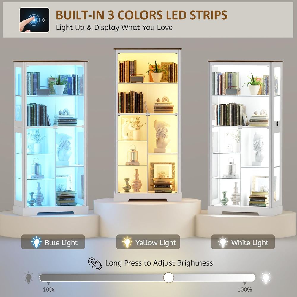 7-Tier Glass Display Cabinet w - Lighting & Home Decor Studio 리뷰 및 가격